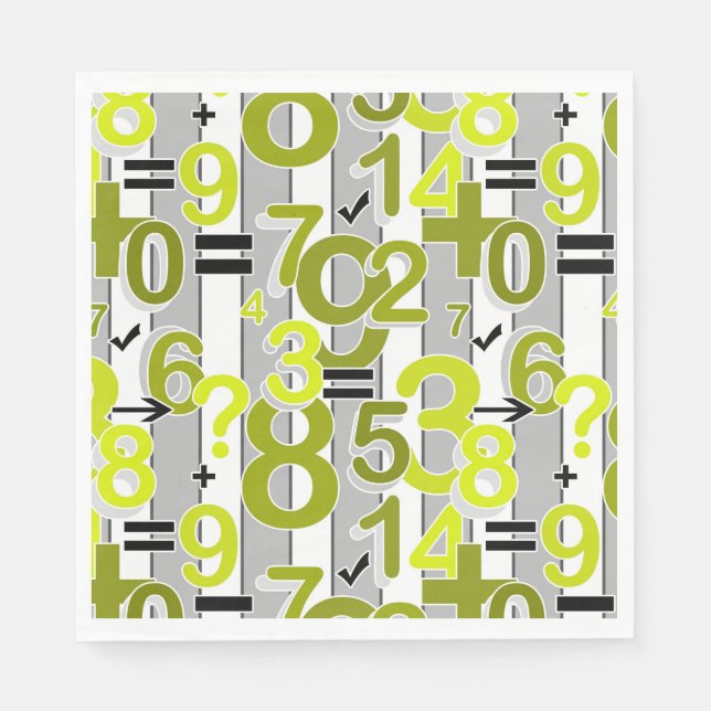 Fun colorful arithmetic math bright retro pattern  napkins (Front)