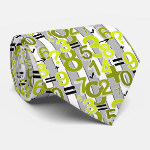 Fun colorful arithmetic math bright retro pattern neck tie