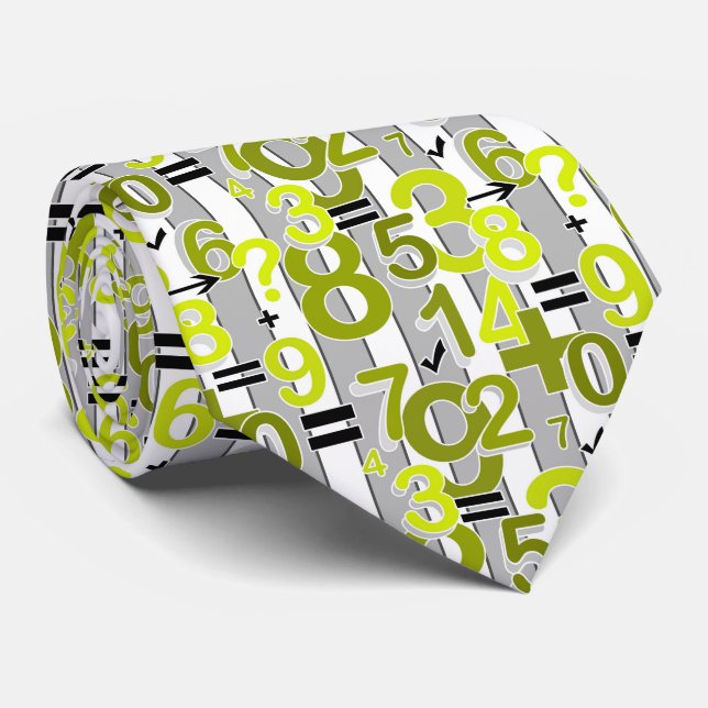 Fun colorful arithmetic math bright retro pattern  neck tie (Rolled)