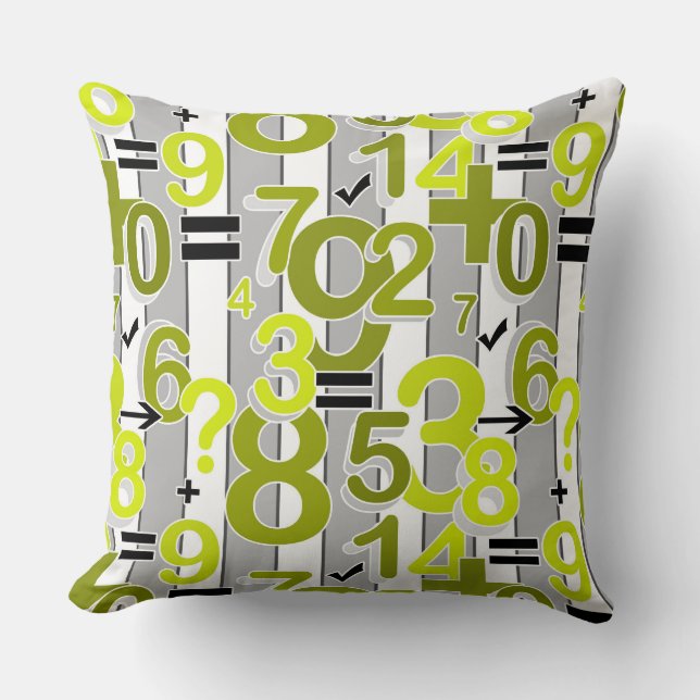 Fun colorful arithmetic math bright retro pattern  throw pillow (Front)