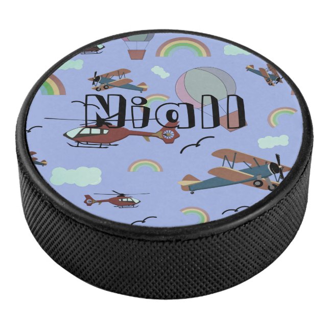 Fun Colorful Aviation   Hockey Puck (3/4)