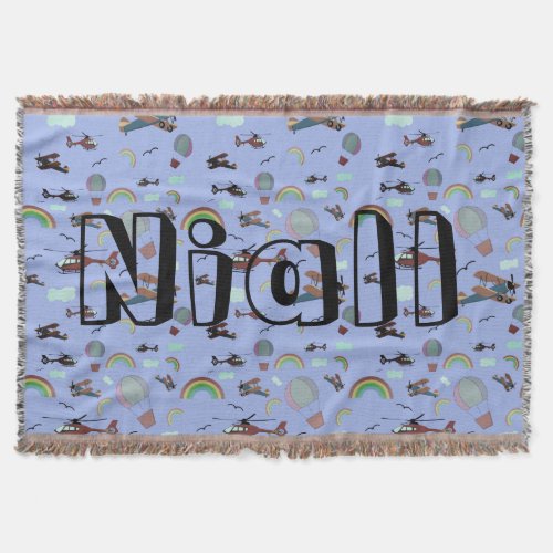 Fun Colorful Aviation Personalized Throw Blanket