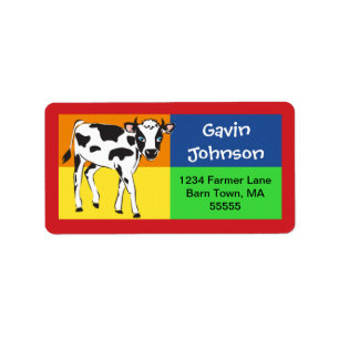 Fun Colorful Baby Cow Address Label