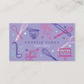 Fun Colorful Baking & Cooking Utensil Purple Business Card (Front)