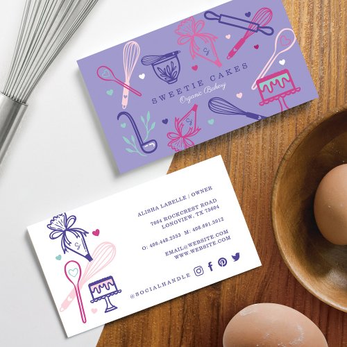 Fun Colorful Baking  Cooking Utensil Purple Business Card