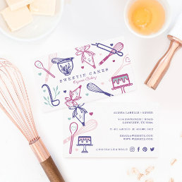 Fun Colorful Baking &amp; Cooking Utensil White Business Card