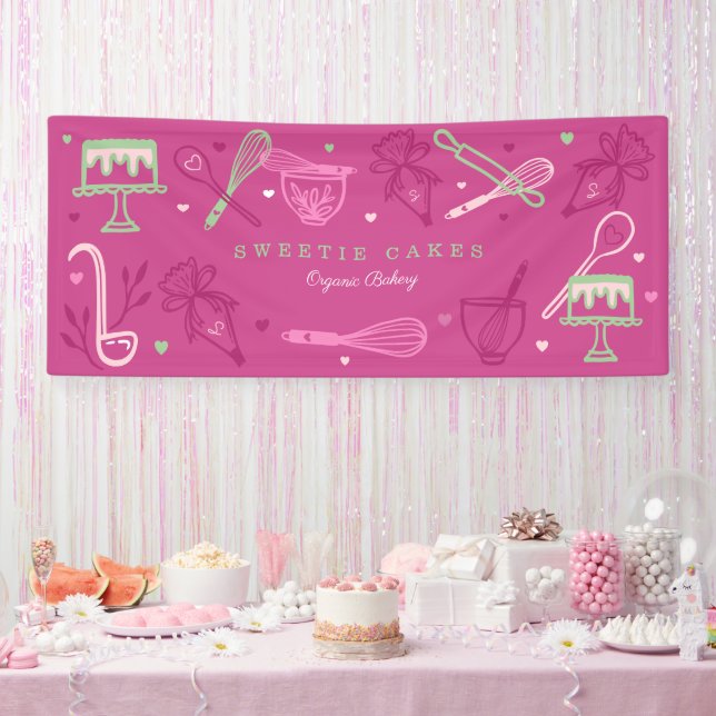 Fun Colorful Baking & Cooking Utensils Cake Bakery Banner (Party)