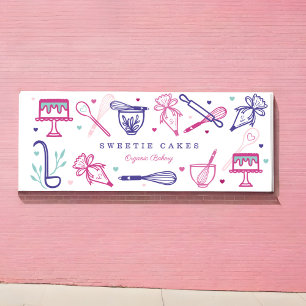 Fun Colorful Baking & Cooking Utensils Cake Bakery Banner