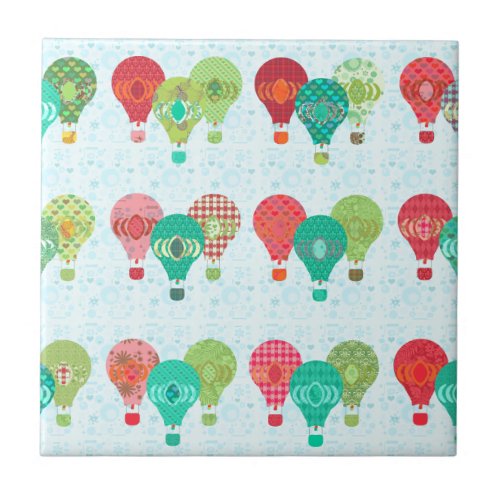 Fun Colorful Balloons Vintage Pattern Time Ceramic Tile