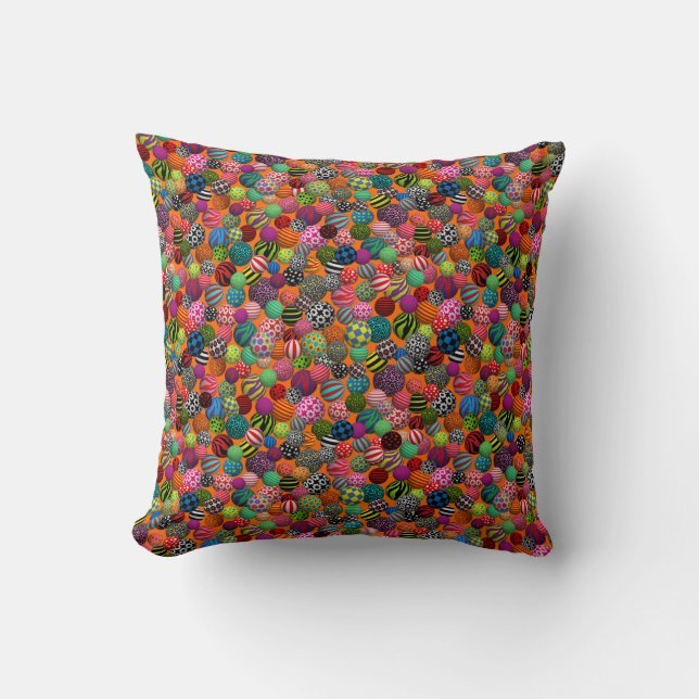 Fun & Colorful Balls Throw Pillow (Front)