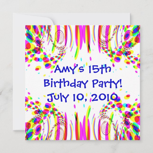 Fun Colorful Birthday Party! Invitation (Front)