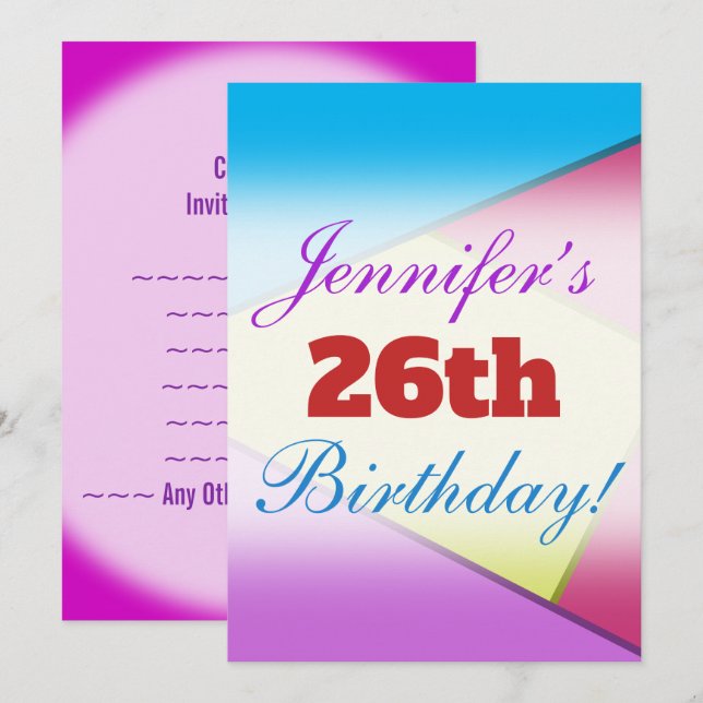 Fun, Colorful Birthday Party Invitation (Front/Back)