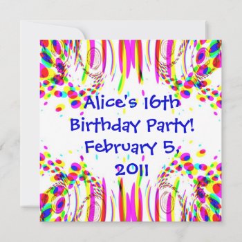 Fun Colorful Birthday Party Invitation by mvdesigns at Zazzle