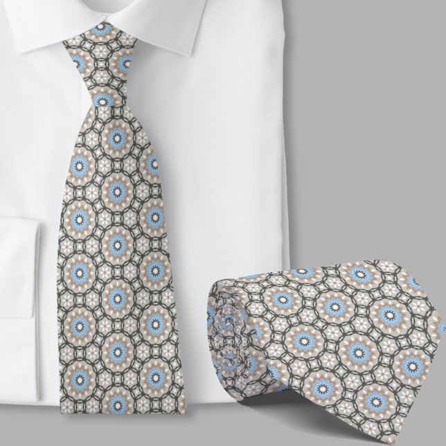 Fun Colorful Blue Ivory Pattern Neck Tie (Creator Uploaded)