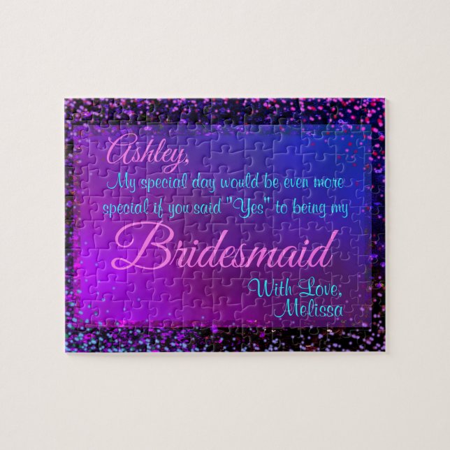 Fun Colorful Bridesmaid Invitation Jigsaw Puzzle (Horizontal)