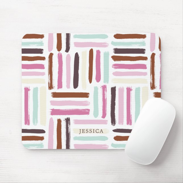 Fun Colorful Brush Strokes Pattern Mouse Pad (With Mouse)