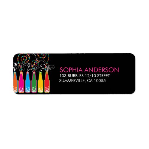 Fun Colorful Bubbly Birthday Party Address Labels