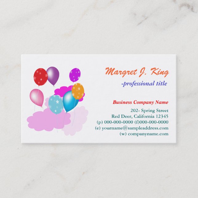 Fun, colorful  business card (Front)