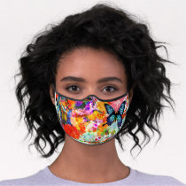 Fun Colorful Butterflies Cute Modern Premium Face Premium Face Mask