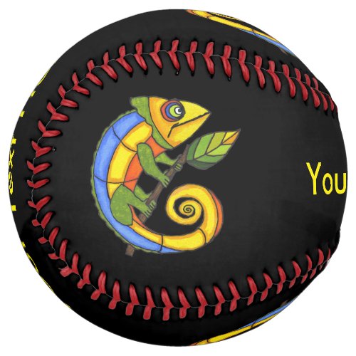 Fun Colorful Cartoon Type Lizards Holding Branch Softball