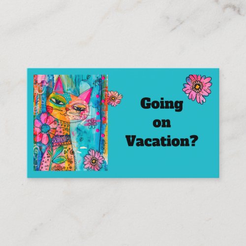 Fun Colorful Cat Custom Pet Sitter Business Card