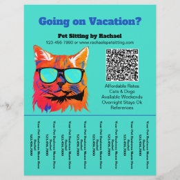 Fun Colorful Cat Pet Sitter Business Tear Sheet