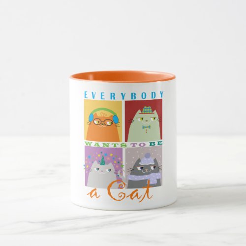 Fun Colorful Cat Portraits Collage Quote Mug