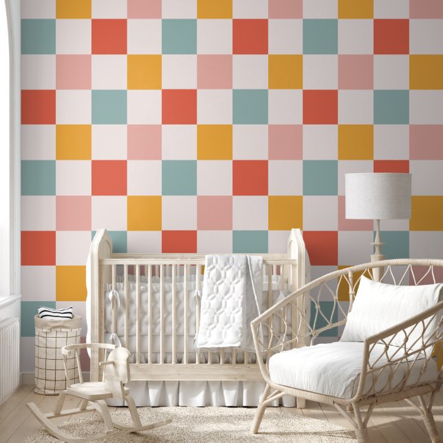 Fun Colorful Checkerboard Pattern Wallpaper (Kids)