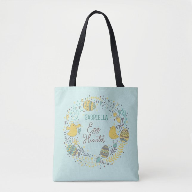 Fun Colorful Cheerful Easter Egg Hunt Tote Bag (Front)