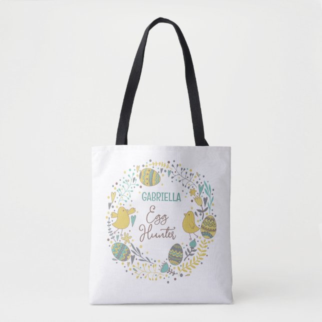 Fun Colorful Cheerful Easter Egg Hunt Tote Bag (Front)