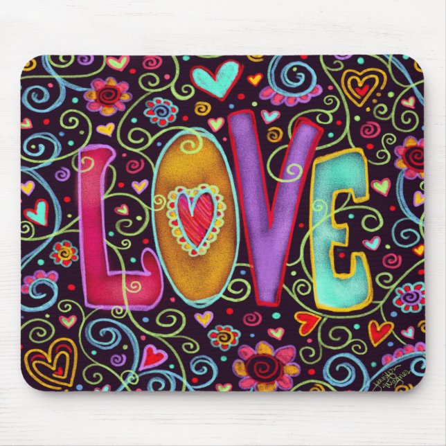 Fun Colorful Cheerful LOVE Mouse Pad (Front)
