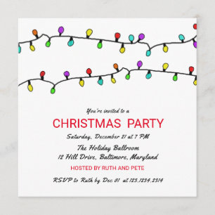 Fun Colorful Christmas Lights Christmas Party Invitation