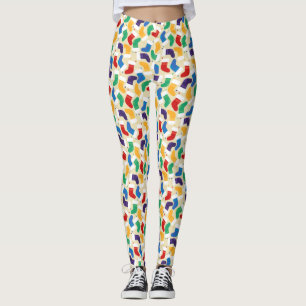 Fun Colorful Christmas Stocking Pattern Leggings