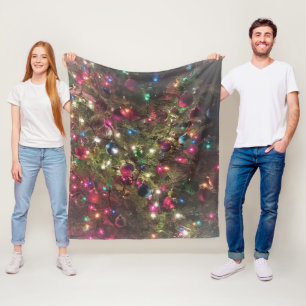 Fun Colorful Christmas Tree Lights Fleece Blanket