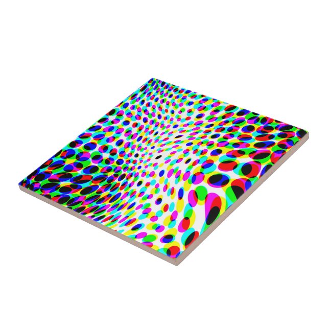 Fun Colorful Circles Ceramic Tile (Side)