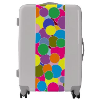 Colorful Circles Pattern Silver Suitcase