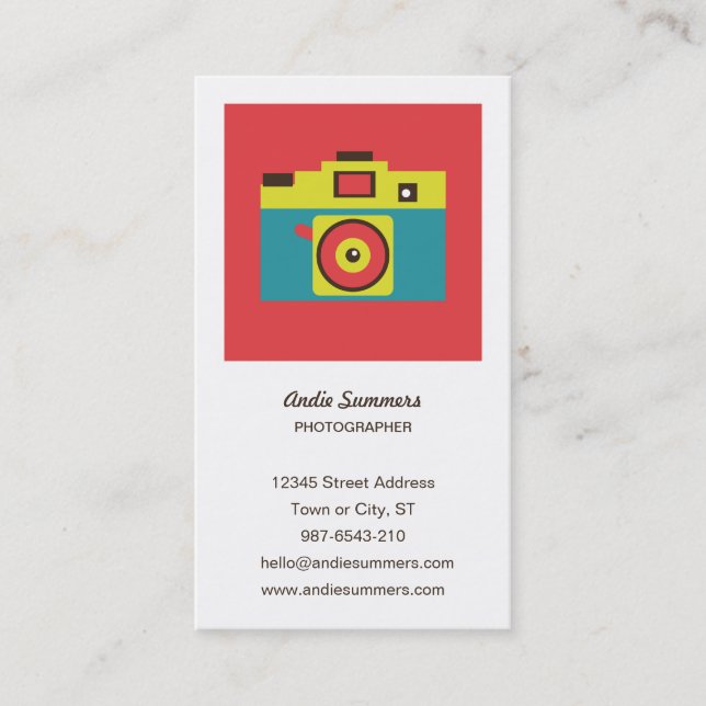 Fun Colorful CMYK Lomo Camera Photographer Business Card (Front)