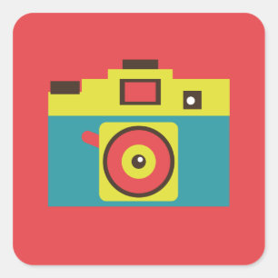 Fun Colorful CMYK Lomo Camera Photographer Square Sticker