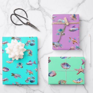 Fun Colorful Coastal Sea Life Nautical 