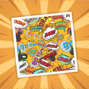 Fun Colorful Comic Book Typography Napkins