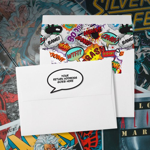 Fun Colorful Comic Book Wedding Return Address Envelope