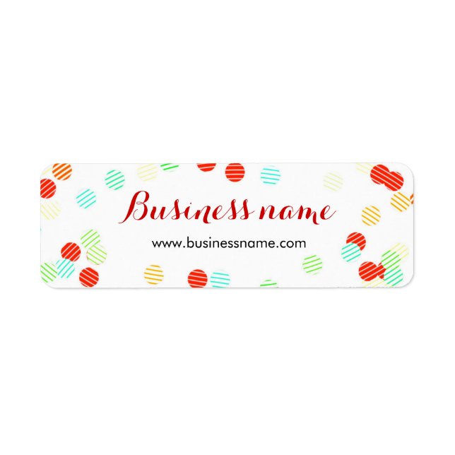 Fun Colorful Confetti Business Name Labels (Front)