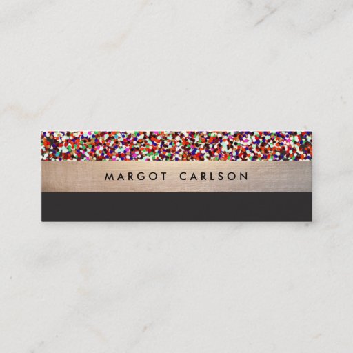 Customizable Fun Colorful Confetti Gold Striped Mommy Card Business Card Template