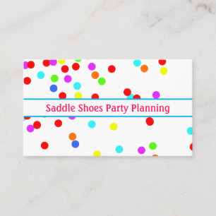 Fun, Colorful Confetti Party Planner Business Card