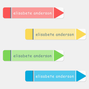 Fun Colorful Crayon Custom Name Tags Waterproof Labels