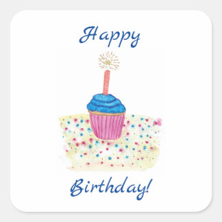 Fun Colorful Cupcake Happy Birthday Stickers