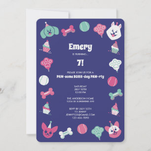 Fun Colorful Cute Dog Children's Birthday Party Invitation