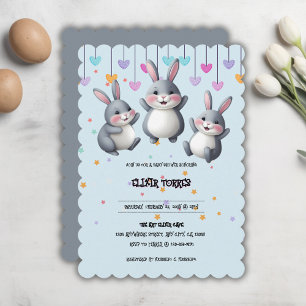 Fun Colorful Cute Hoppers Bunny Baby Shower Invitation