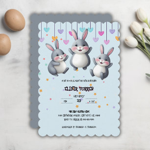 Fun Colorful Cute Hoppers Bunny Baby Shower Invitation