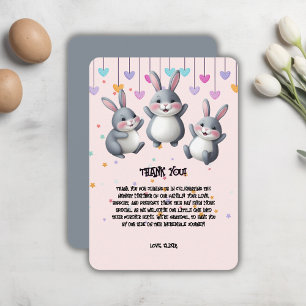 Fun Colorful Cute Hoppers Bunny Baby Shower Thank You Card